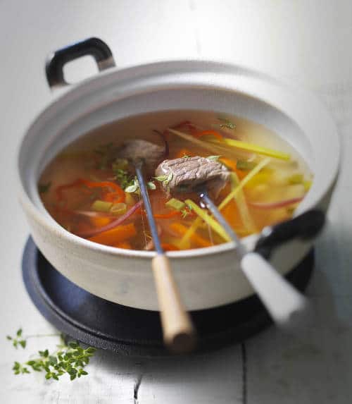 Fondue de bœuf au vin blanc