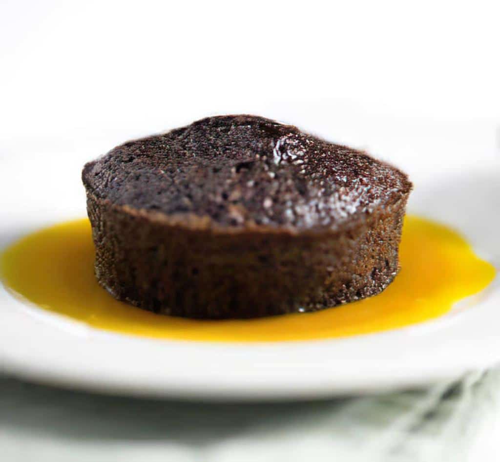 Fondants au chocolat, caramel passion-mangue