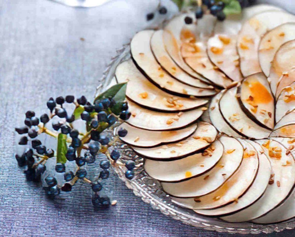 carpaccio radis noir sesame