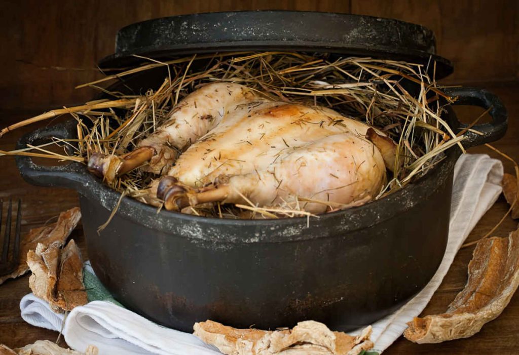 recette poulet cuisson foin