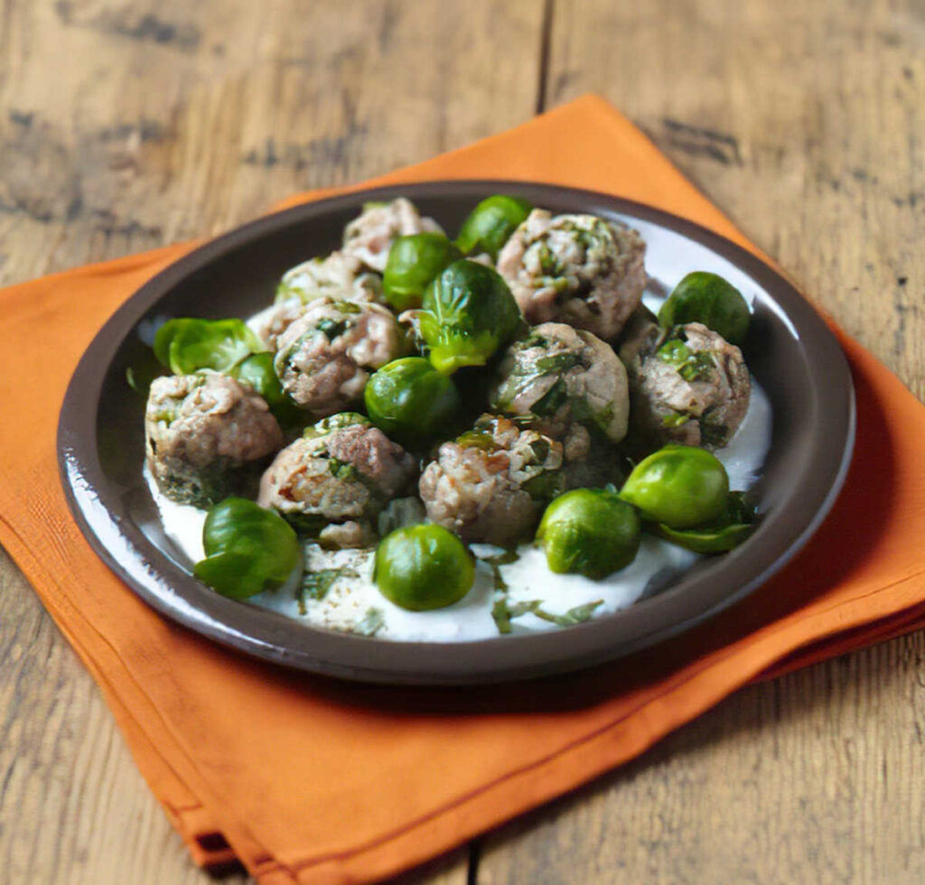 fricassee boulettes de veau choux-de-bruxelles
