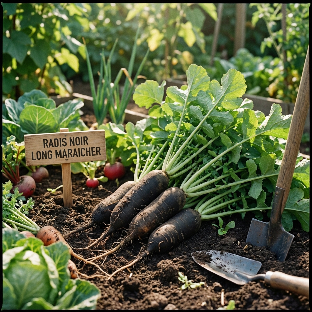 Paquet de graines de radis noir long variété maraîcher - 300 graines