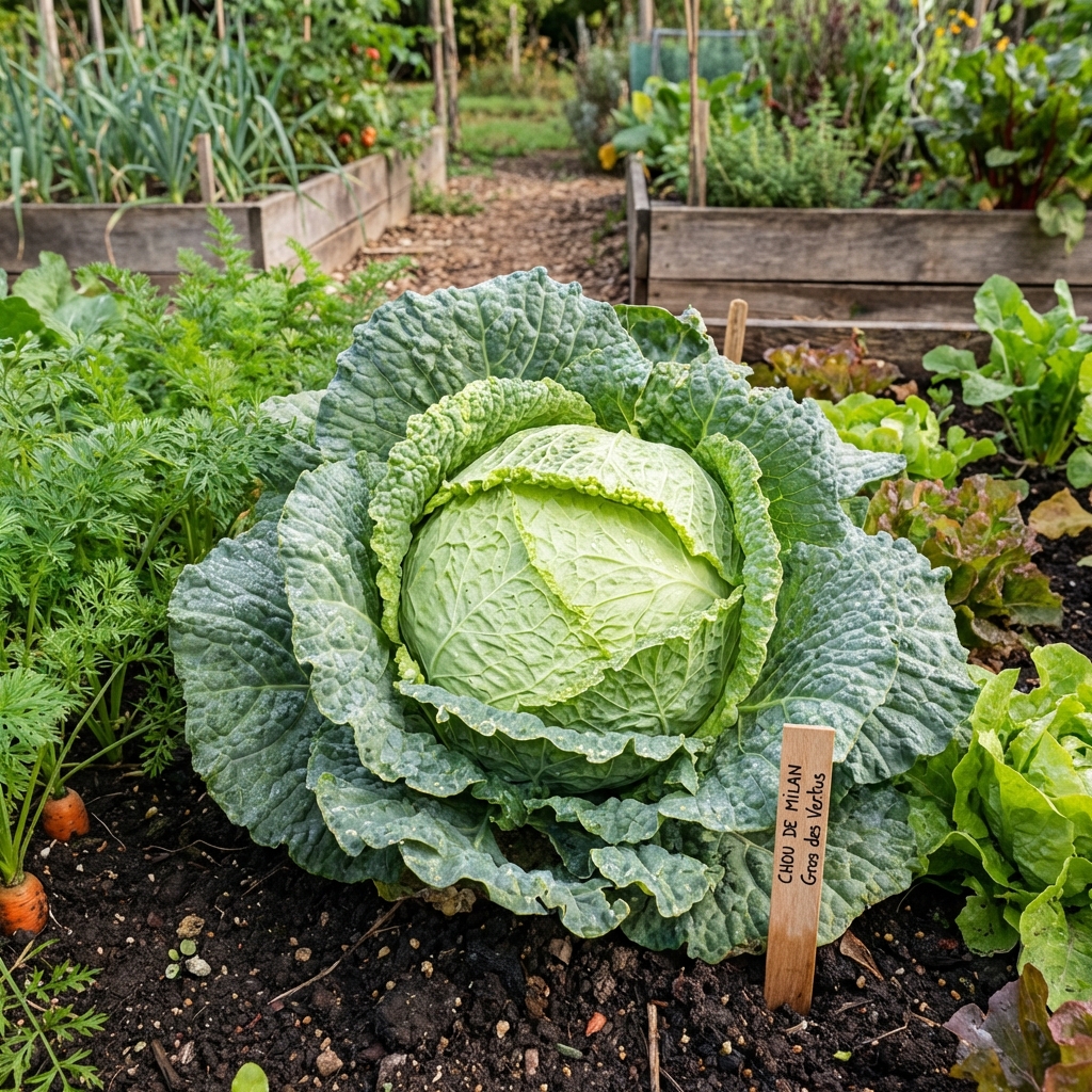 Graines de Chou de Milan Gros des Vertus - Sachet de 50 graines de semence pour potager