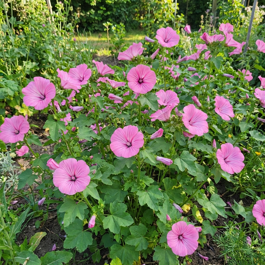 Paquet de 500 graines de Lavatère annuelle avec fleurs rose et blanc