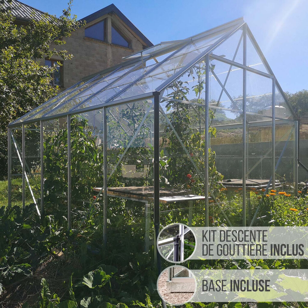 Serre de jardin LAMS Carvi 8,10 m² gris anthracite vue générale