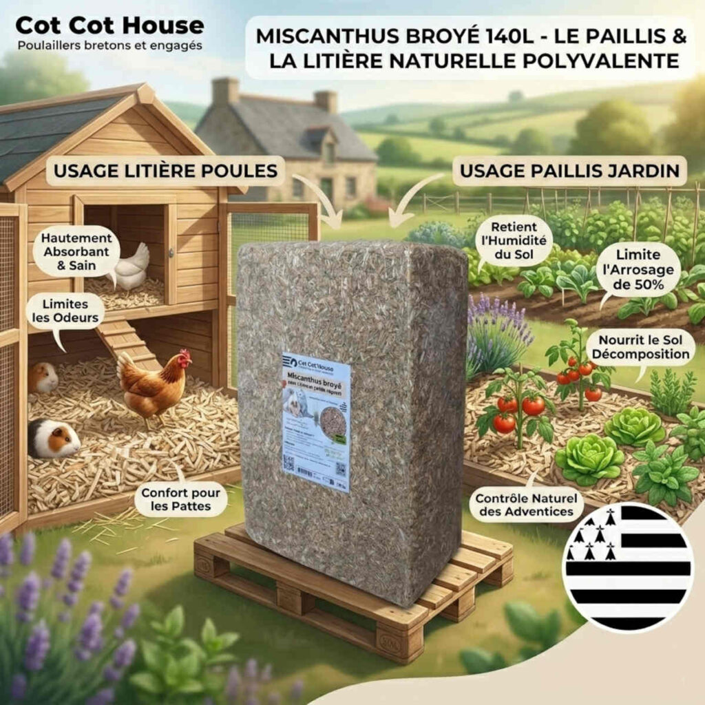 Miscanthus Broyé 140L - Litière Poules & Paillis Jardin