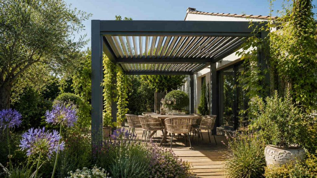 pergola bioclimatique plantes