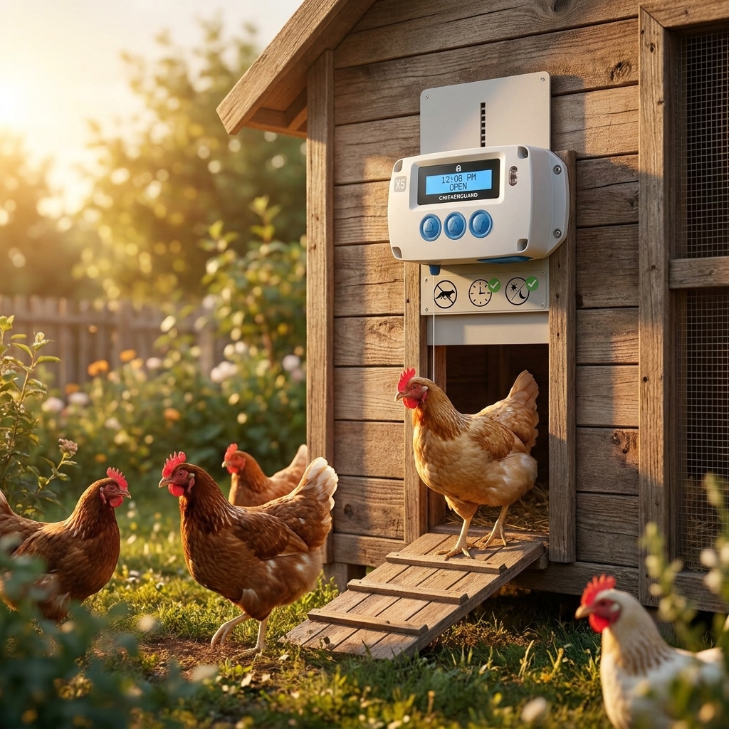 Portier Automatique PREMIUM pour Poulailler - Détection Solaire et Sécurité Renard