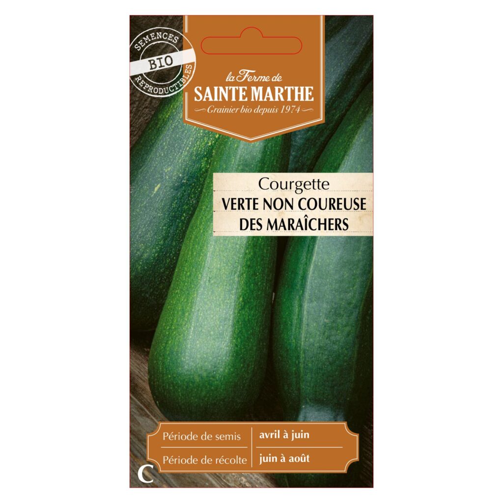COURGETTE Verte Non Coureuse des Maraîchers - 15 graines bio — sachet recto