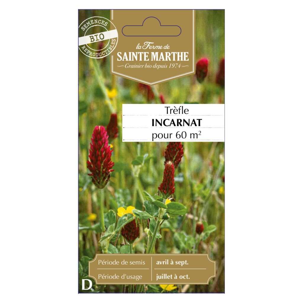Trèfle Incarnat Annuelle pour 30 à 45 m² - 150 graines bio — sachet recto
